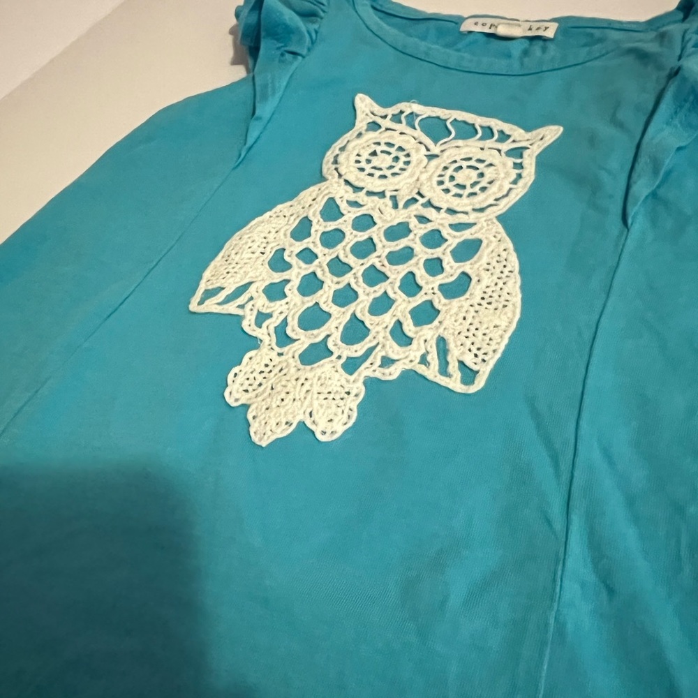Copper Key Owl Top | Turquoise | Size S